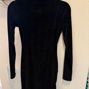 Forever 21 Black Ribbed Long Sleeve Dress